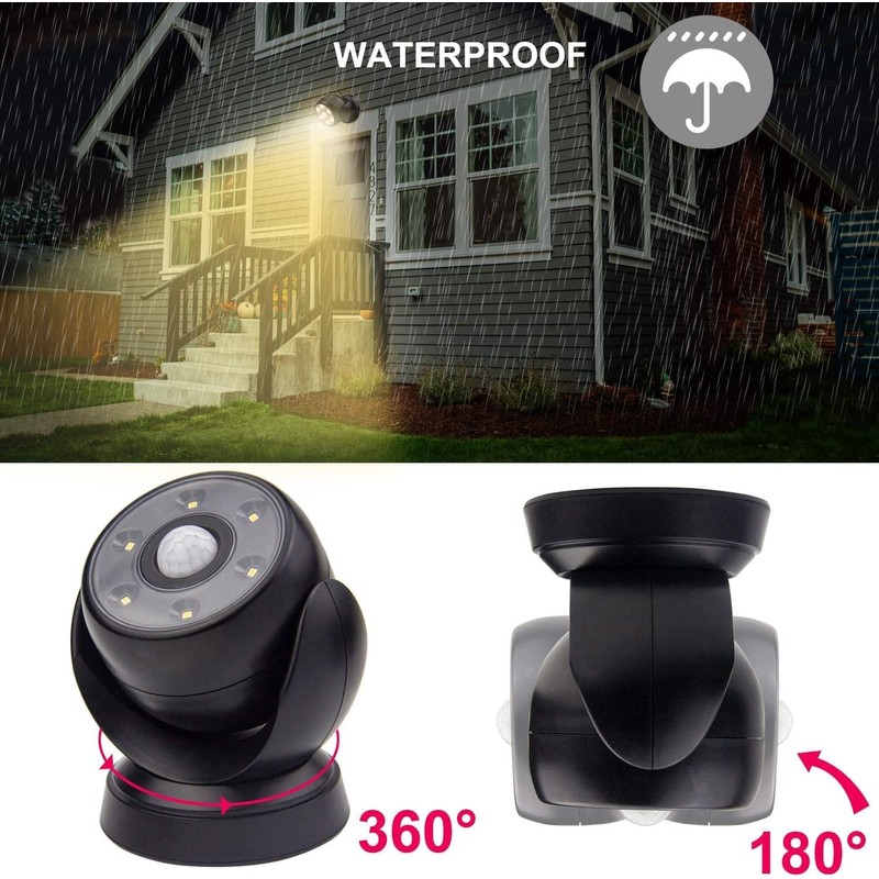 BIGLIGHT Battery Operated Motion Sensor Spotlight, Wireless LED Flood Light