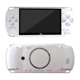 10000 Games Built-in 4.3" 8GB 128Bit Retro Portable Handheld Video Game Console Built in 10000 Games 8 Bit Game Player Handheld Game Console Dual Wireless Controller Gamepad HD&AV TV Output(White)