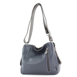 modamoda de T220 Women's Leather Shoulder Bag Handbag Small Handmade in Italy, Dark blue/dark brown