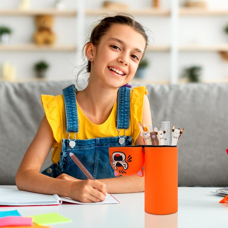 Pencil Case, orange, Tiger
