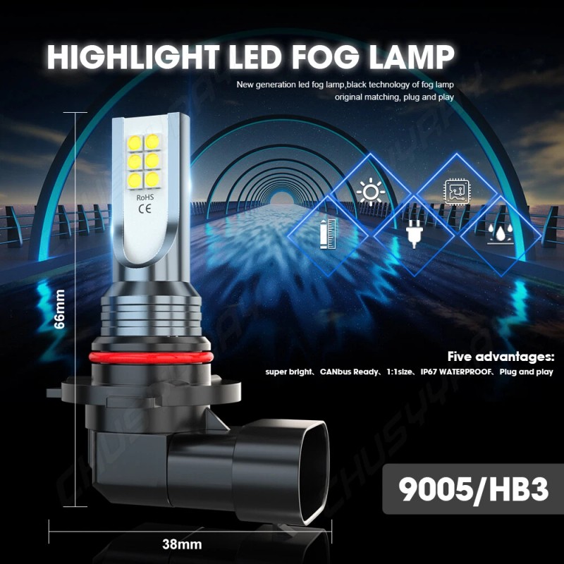CHUSYYRAY 6000K 6x LED Headlight Fog Light Bulbs For Dodge