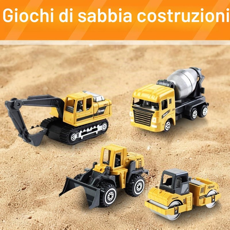 VorPrillynt Camion di Costruzione Set, 6 Pezzi Mini Camion Giocattolo