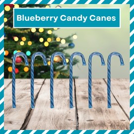 (12) Blueberry Candy Canes Individually Wrapped for Coffee Hot Chocolate Home Kitchen Party Favor Holiday Treats Christmas Tree Decor Birthday Goodie Bag Fillers Stocking Stuffer Gift Supplies