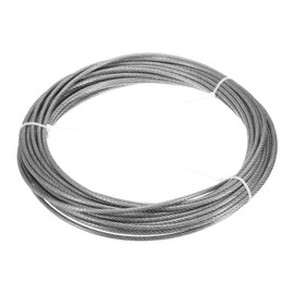 uxcell 5/32"(4mm) 304 Stainless Steel Cable Wire Rope 7 x 7 Strands Core 50ft (15m) PVC Coated Aircraft Wire for Construction Outdoors Marine Rigging Decking Railings