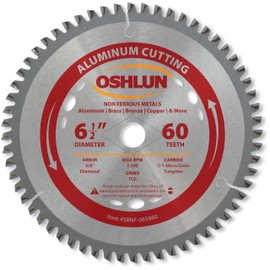Oshlun SBNF-065060 6-1/2-Inch 60 Tooth TCG Saw Blade with 5/8-Inch Arbor (Diamond Knockout) for Aluminum and Non Ferrous Metals