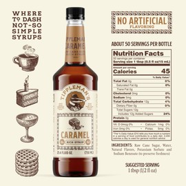 Tippleman's Caramel Coffee Syrup - Rich Flavor for Hot or Iced Drinks, Latte, Tea, Espresso, Cappuccino, Macchiato, Cocktails, & Baking - 25.4 Fl Oz