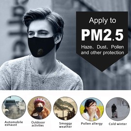 12 PCS PM2.5 Activated Carbon Face Mask Filter for Adults, Replaceable Mouth Respirator Filter to Anti Haze Dustproof Air Pollution Germ