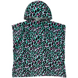 Harry Bear Girls Towel Poncho, Leopard Print Kids Towel Poncho, Cotton Beach Towels And Swimming Towels, One Size, Green