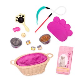 Our Generation Cat Pet Set – Pet Cat Care Accessories for 18-inch Girl Dolls – 13 Piece Pet Accessory Set