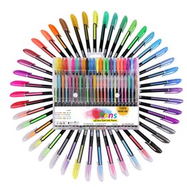 KXF 48 Packs Color Gel Ink Pens, Gel Pens Set 1.0mm Tip Color pens-Metallic,Glitter,Neon and Paste for Adult Colouring Books/Scrapbooking/Dyeing/Drawing/Doodling/Manga/Sketching/Craft Artist Quality