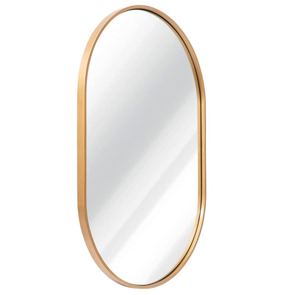 Untrammelife Oval Wall Mirror Gold-24x36 Inch Bathroom Mirror for Wall with Metal Frame Modern Large Wall Mirror Decorative Wall Mounted Mirror for Bedroom Entryway Vertical & Horizontal Hang