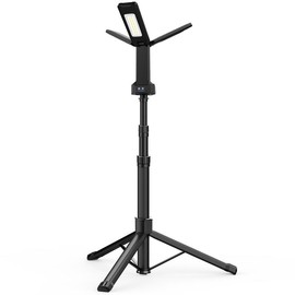 Rechargeable LED Work Light with Stand,67"Tall Portable Cordless,8AH Battery,4000/6500K Dimmablewith Detachable Tripod (Carrying Bag Included) - Color: BLACK