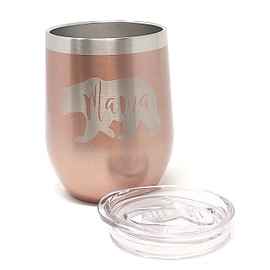 Mama Bear Tumbler, 12oz Rose Gold Stainless Steel Tumbler, Mom Gifts for Birthday Present for Women