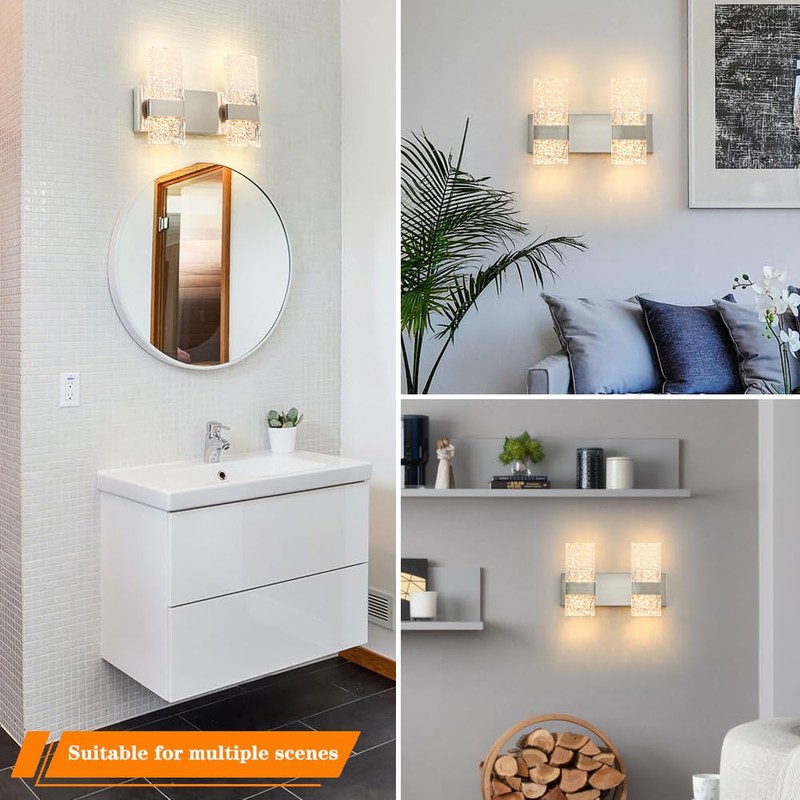 Ditoon Modern Brushed Nickel 4-Lights Bathroom Vanity Light, LED Bathroom