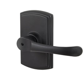 Delaney Callan Hardware Artino Privacy Door Handle, Fits Door 1-3/8 to 1-3/4 in. Thick, Black – Reversible Left/Right-Handed Bed & Bathroom Push Button Door Lever – Easy to Install