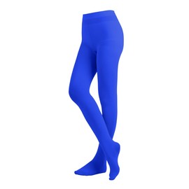 EMEM Apparel Women's Ladies Solid Colored Opaque Dance Ballet Costume Microfiber Footed Tights Stockings Fashion Royal Blue C
