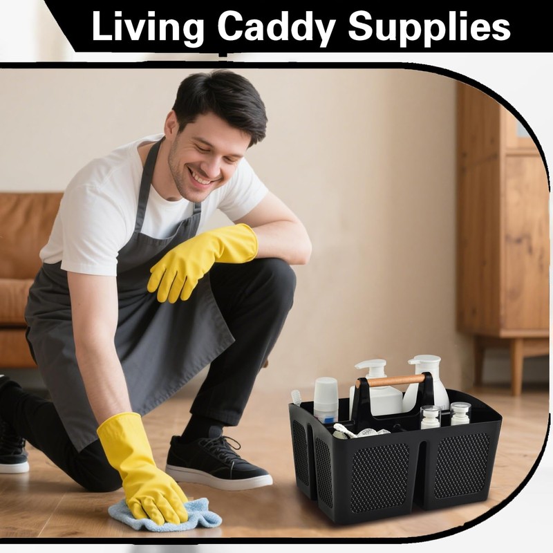 Portable Shower Caddy Basket with Compartments, Plastic Divided Cleaning Caddy