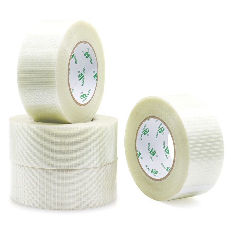 BOMEI PACK 4Rolls Bi Directional Filament Tape, Fiberglass Reinforced Strapping