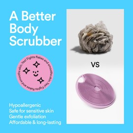 Boie USA Exfoliante Corporal Con Mango: Alternativa Higiénica Y Exfoliante A La Lufa Sensación De Silicona Suave Para Pieles Sensibles Hipoalergénico Sin Bpa Ni Látex Y Fácil De Limpiar