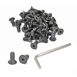 iexcell 50 Pcs 1/4-20 x 5/8" Alloy Steel 10.9 Grade Hex Socket Flat Head Cap Screws Bolts Kit, Black Oxide Finish