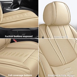 Leather Seat Covers for Mazda CX5 CX-5 2013-2025,Car Seat Covers Front Set,Waterproof Car Seat Protectors with Airbag,Comfort Interior Cover Seats for Cars(Beige,Pillows)