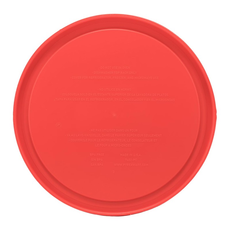 Pyrex 7402-PC 6/7-Cup Red Food Storage Replacement Lid (2-Pack) -
