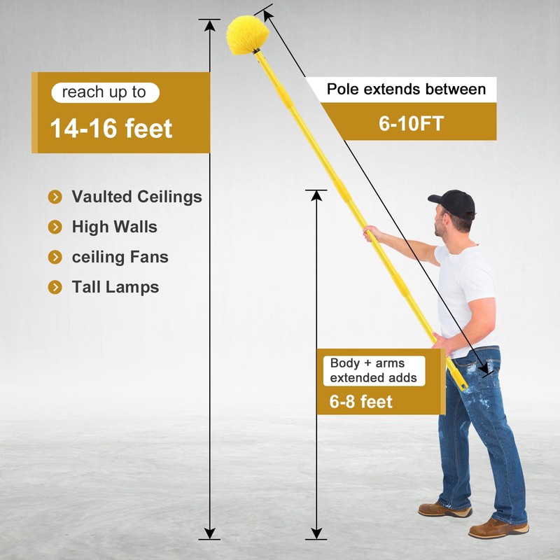 JAOTREL Dusters for Cleaning, Cobweb Duster with Extension Pole, Medium
