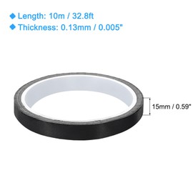 Sourcing Map High Temperature PTFE Coated Fabric Tape 15mm - Heat Resistant for Vacuum Sealers, 10m/33ft, Black, 0.13mm Thickness