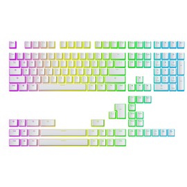 Ranked Pudding v2 PBT Teclas | 145 Double Shot Diseño Translúcido ANSI EE. UU. e ISO | Perfil OEM para Teclado Mecánico para Juegos RGB (Blanco)