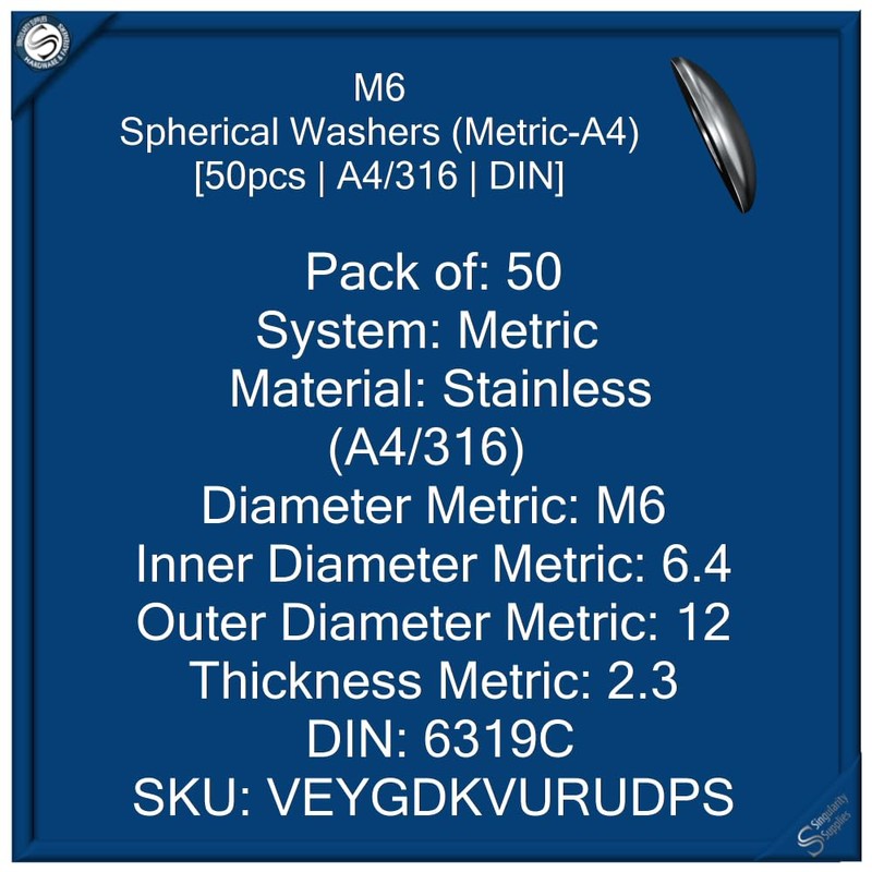 Spherical Washers (Metric-A4) [M6 | 50pcs | A4/316 | DIN]