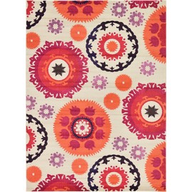 Unique Loom Estrella Collection Vibrant Abstract Beige Area Rug (8' 0 x 11' 0)