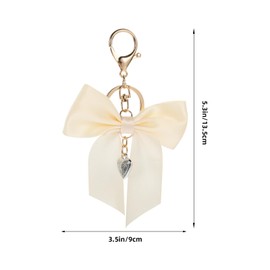 Holibanna Bowknot Keychain Bow Charm Key Chain Cute Keychains for Women Car Keys Purse Handbag Decorations Beige