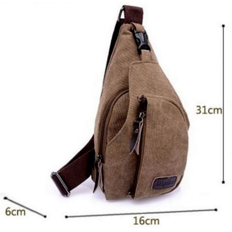 Donally Women's Canvas Body Bag, Shoulder Bag, Zipper, coffee