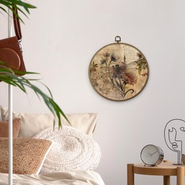 MAQIKA Vintage Dragonfly Framed Wall Art Decor, Dragonfly Wall Decor, Dragon Fly Botanical Round Wall Hanging Decor, Retro Dragonfly Canvas Prints Wall Art for Bedroom Living Room, 10x10 Inch