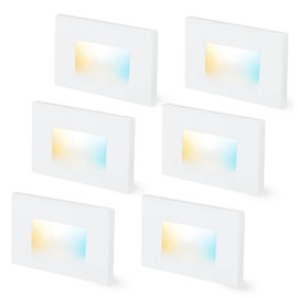 CLOUDY BAY Dimmable Upgraded 3 Color 120V LED Indoor Outdoor Step Lights,3000K/4000K/5000K 3W 100lm,Stair Light,White,6 Pack