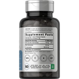 Horbäach Zinc Carnosine Supplement | 84mg per Capsule | 150 Count | Non-GMO & Gluten Free