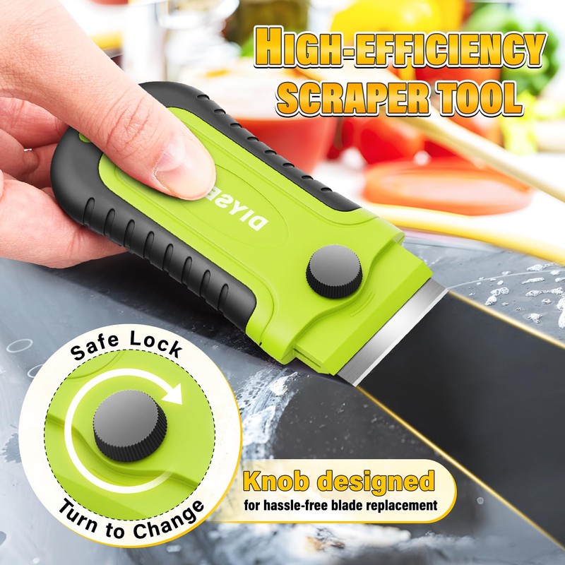 DIYSELF 2 Pack Razor Blade Scraper with 30 Pcs Spare