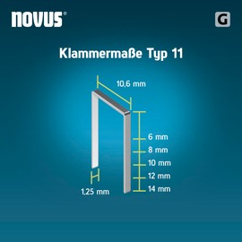 Novus Tools 042-0795 Flat Wire Staple G Staple Type 11, Grey, 6 mm