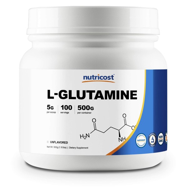 Nutricost L-Glutamine Powder (500 Grams) Unflavored - Gluten Free & Non-GMO