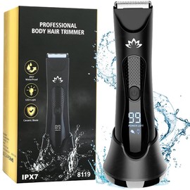 Suttik Manscape Body & Pubic Hair Trimmer for Men, Groin & Ball Trimmer Men, Electric Razor Mens Grooming Kit, Body Groomer Ball Shaver for Smooth Wet/Dry Shaving, Led Light