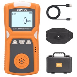 TOPTES Guard-611 Portable H2S Detector Features a Convenient H2S Monitor Clip on, Rechargeable with 5-Day Battery, Low Battery Warning, Safety Explosion-Proof-Orange
