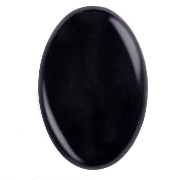 UFEEL Black Obsidian Palm Stone Crystal - Natural Healing Crystal Oval Pocket Energy Stones for Anxiety Stress