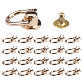 Pack of 20 Brass Stud Rivets D, 12 mm Rivets for Leather Ring, Rivets D Ring Stud Screw Head, Rivets with Ring, Leather Rivets Rivets Purse Craft for DIY Leather, Purse, Handbag, Strap, Belt