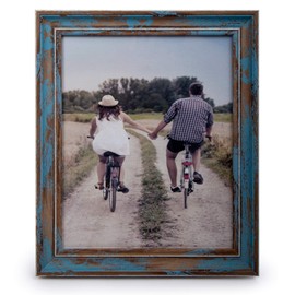 Truu Design, Decorative Distressed Weathered Wooden Look Picture Frame, 8 x 10 inches, Blue