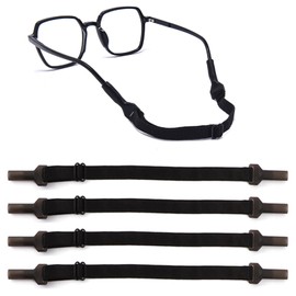 OPUGIT Adjustable Glasses Straps,4 Pcs No Tail Adjustable Eyewear Retainer Glasse Strap, Sunglasses Eyeglasses Holder Straps for Men,Women,Kids,Black