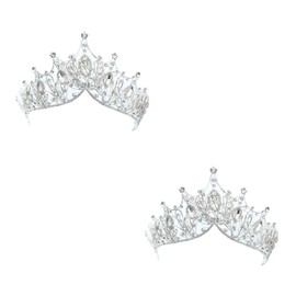 FOMIYES 2pcs Silver Decorative Crown Wedding Hairband Rhinestones Easy Wear Headband for Girls and Ladies Bridal Headpiece