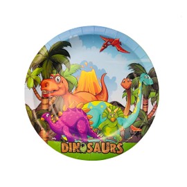 7 Inch Disposable Plates, 50 Pcs Paper Plates, Tableware Plates, Party Supply Plates For Birthday Party Baby Shower Wedding Party (Dinosaur)