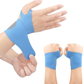 Ultra Thin Wrist Compression Band [2 PCS] Slim and Colorful Wrist Brace Flexible Wrist Support for Men and Women Adjustable Sports Lightweight Fits Both Hands (blue)