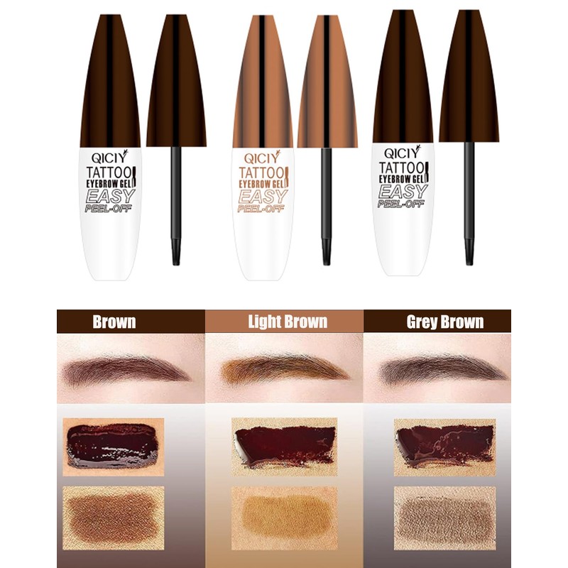 Peel Off Eyebrow Gel Kit,2Pcs Gray Brown Tattoo Eyebrow Tinting