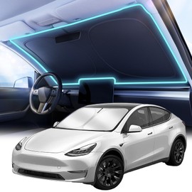 Car Windshield Sunshade Compatible withr Model 3 / Y/X/S ONLY, Front Window Shades with Storage Bag, Foldable Windshield Cover Reflective Sun Visor Protector - Keep Your Car Cool